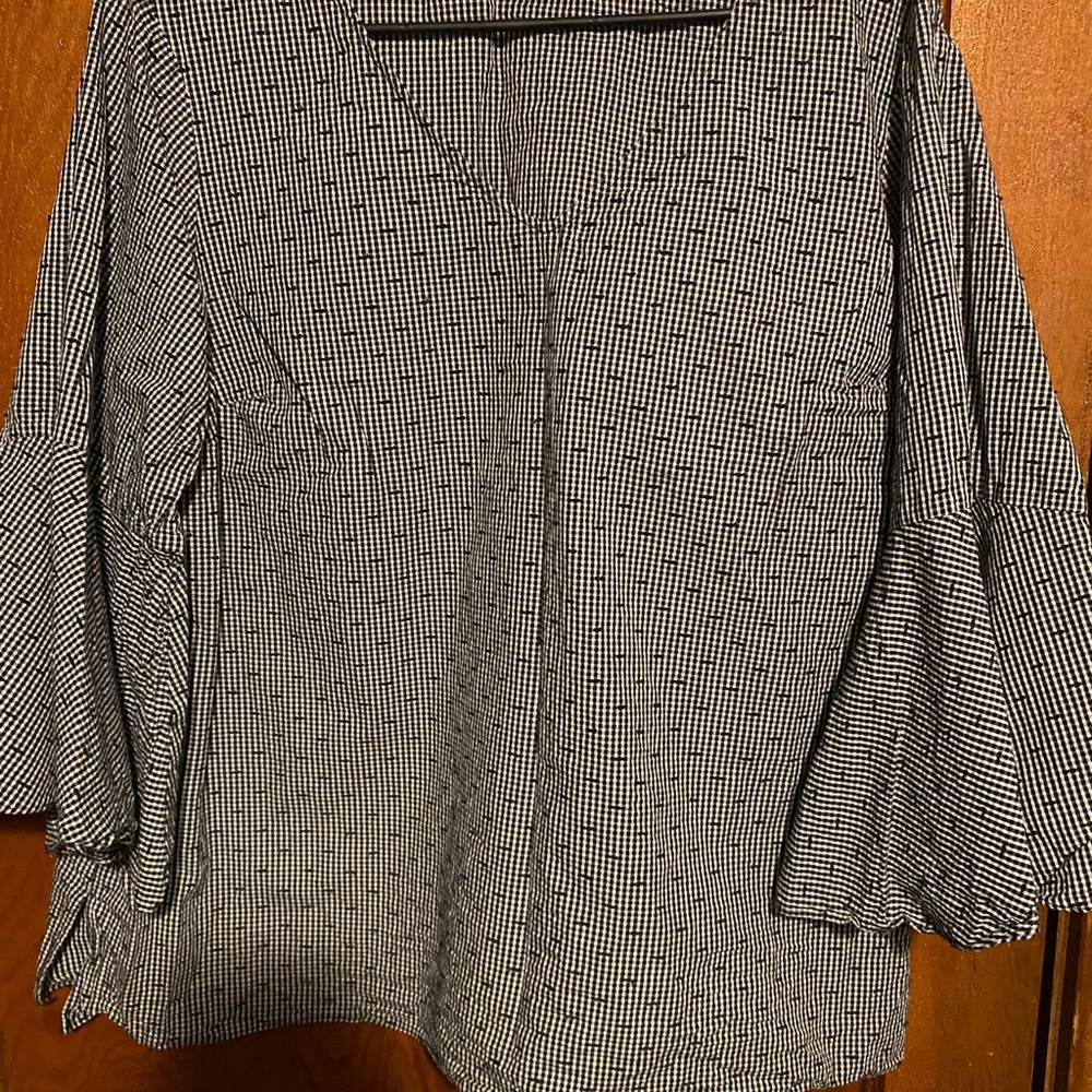 Jane and Delancey Black and White Gingham Blouse